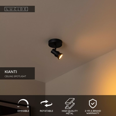 KIANTI - Plafon Spot - Ø 10 cm - 1xGU10 - Black 53901/01/30 Lucide